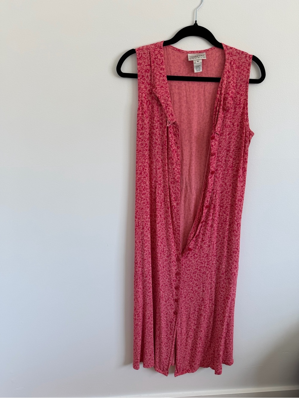 Nicole Miller Pink Floral Sleeveless Maxi Cardigan Dress